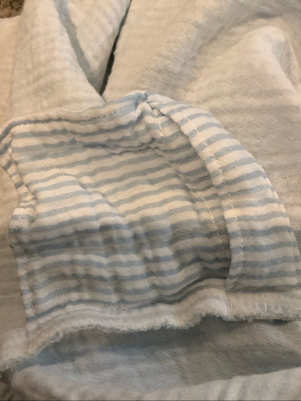 L.L.BEAN Womens Blue/White 100% Cotton Seersucker Coastal Beach Dress CoverUp XL - Picture 9 of 9
